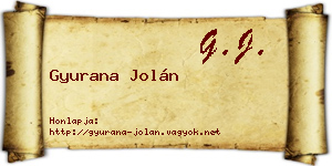 Gyurana Jolán névjegykártya
